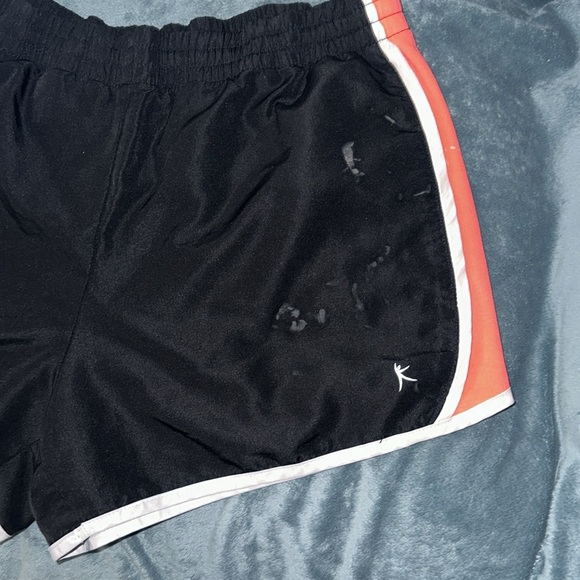Danskin now large 12-14 black white and orange shorts stained - Picture 2 of 6